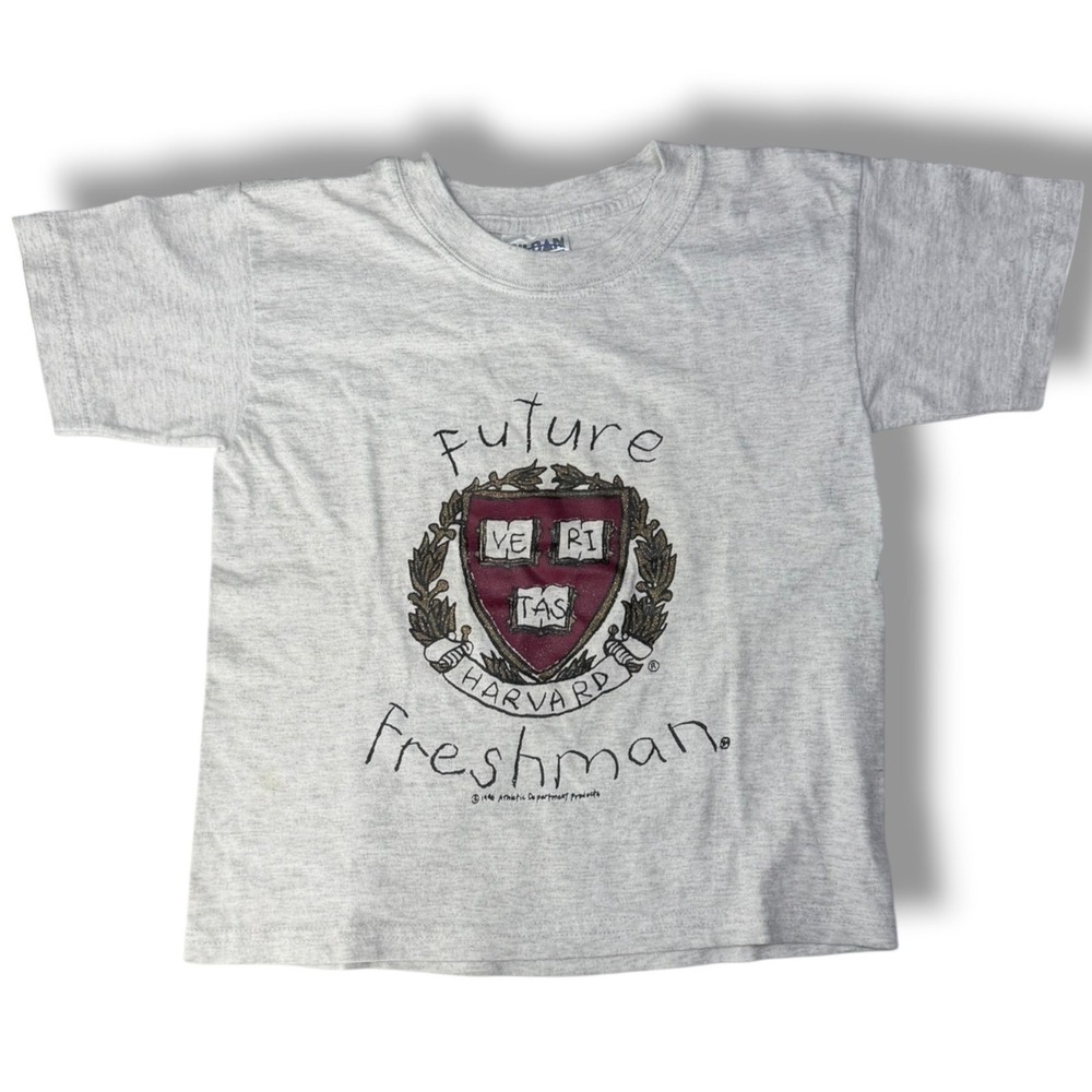 Future Harvard Freshman Kids Small 6/8 Gray Short Sleeve Retro T-Shirt College